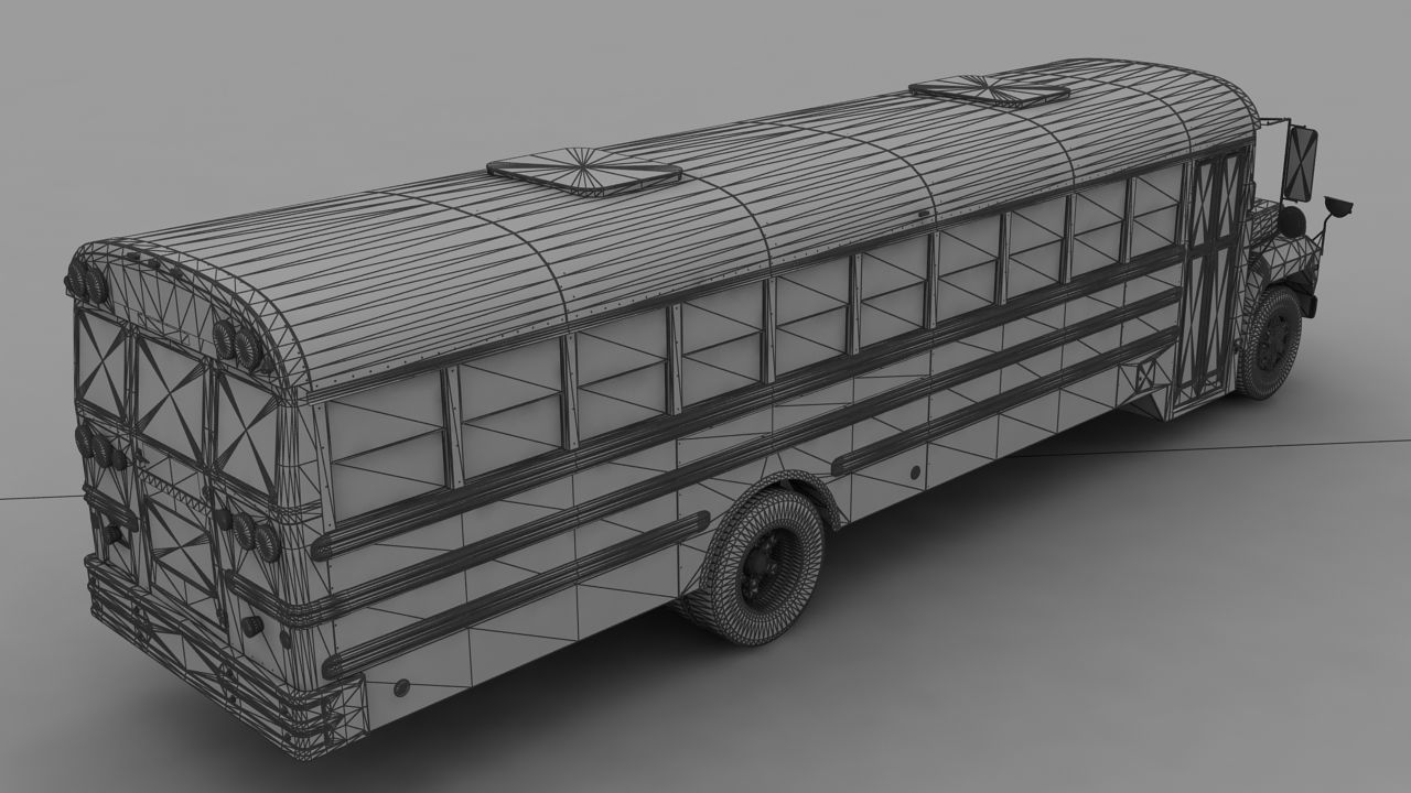 B-Series B-800 School Bus 1985 Low-poly 3D model_9