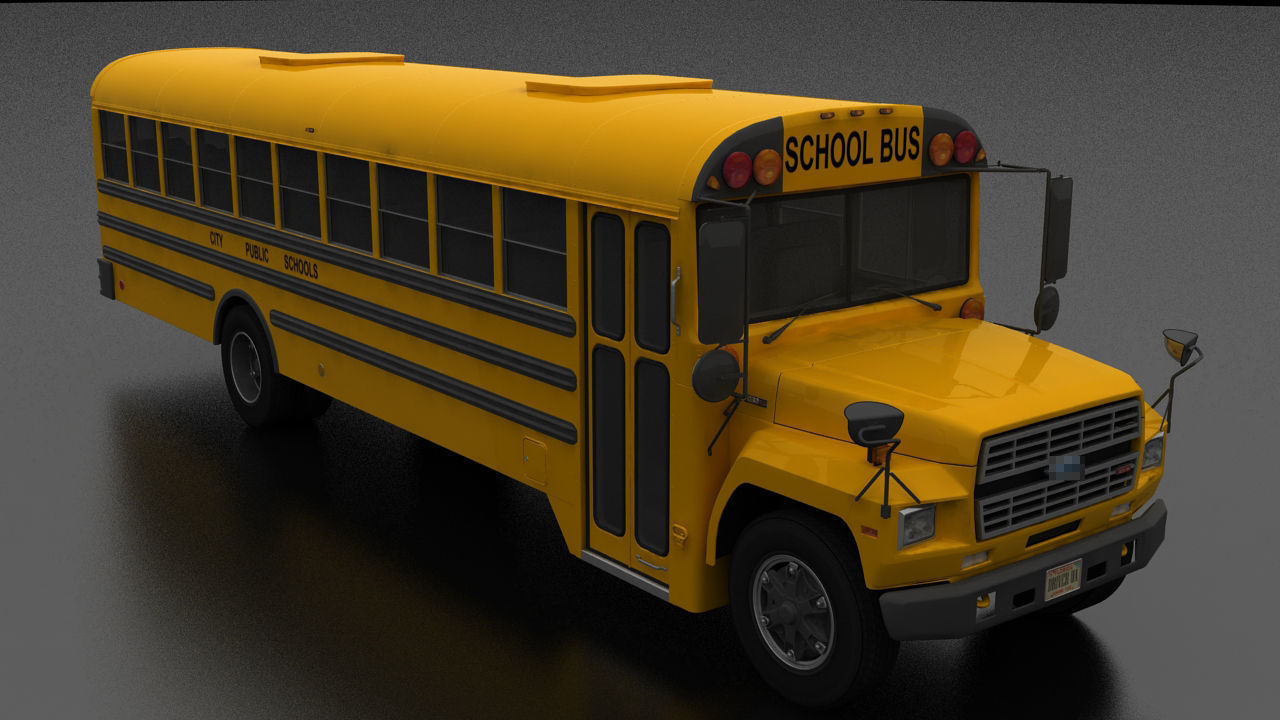 B-Series B-800 School Bus 1985 Low-poly 3D model_6