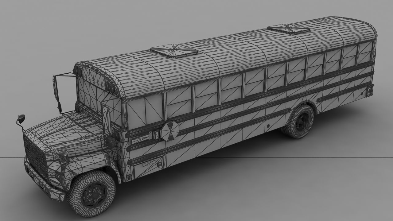 B-Series B-800 School Bus 1985 Low-poly 3D model_8