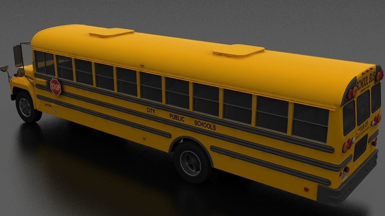 B-Series B-800 School Bus 1985 Low-poly 3D model_2