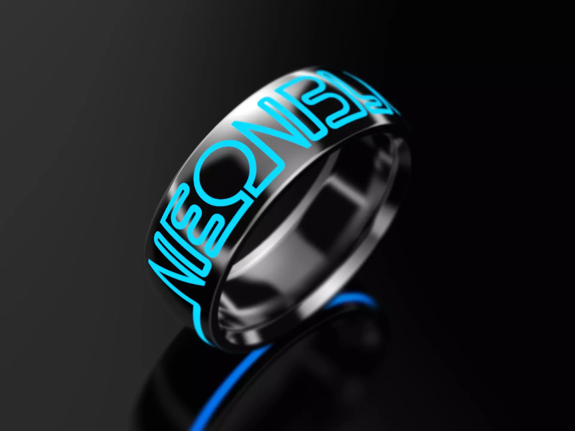 NeonBlue neon glow ring 3D print model