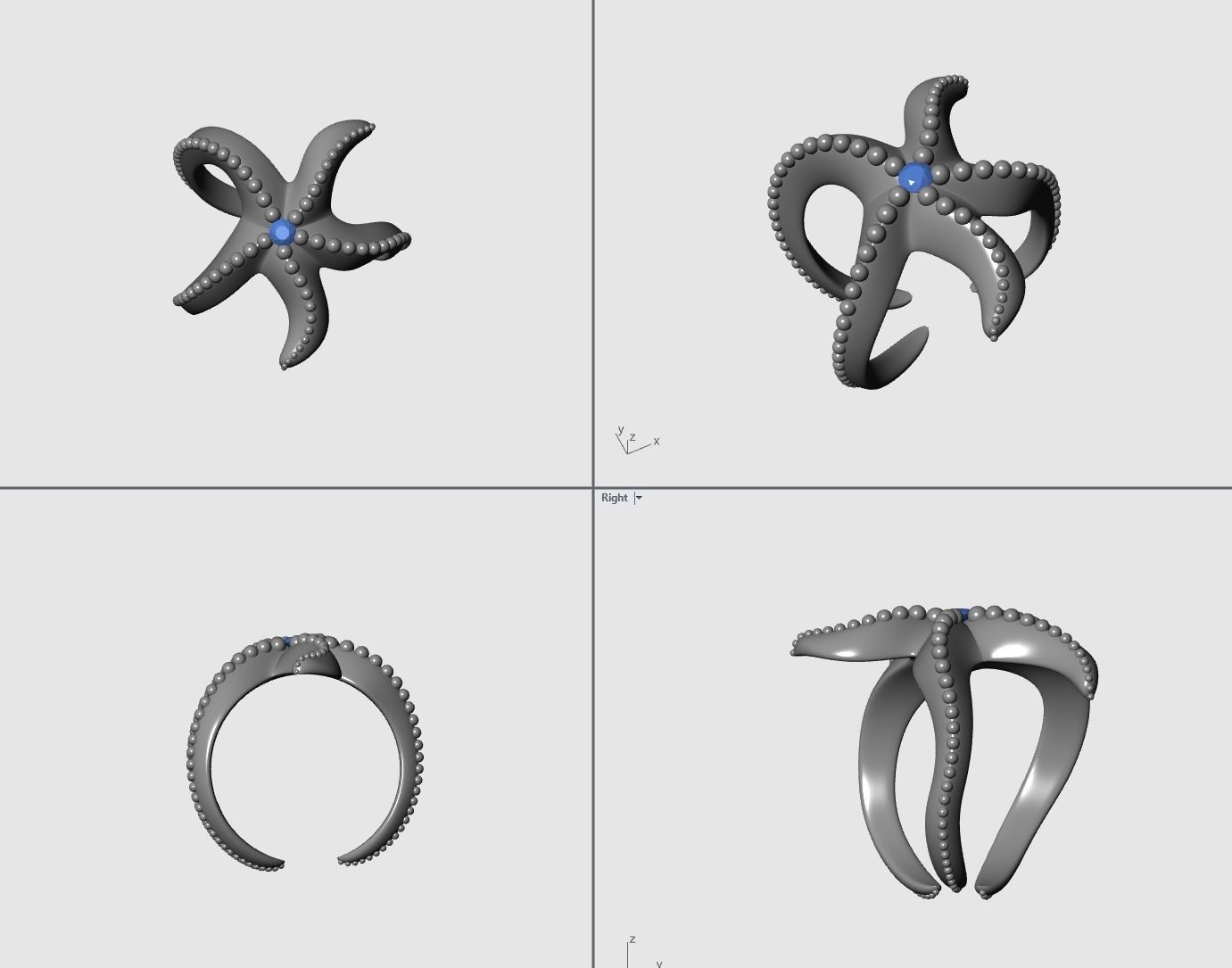 Starfish Ring 3D print model_7