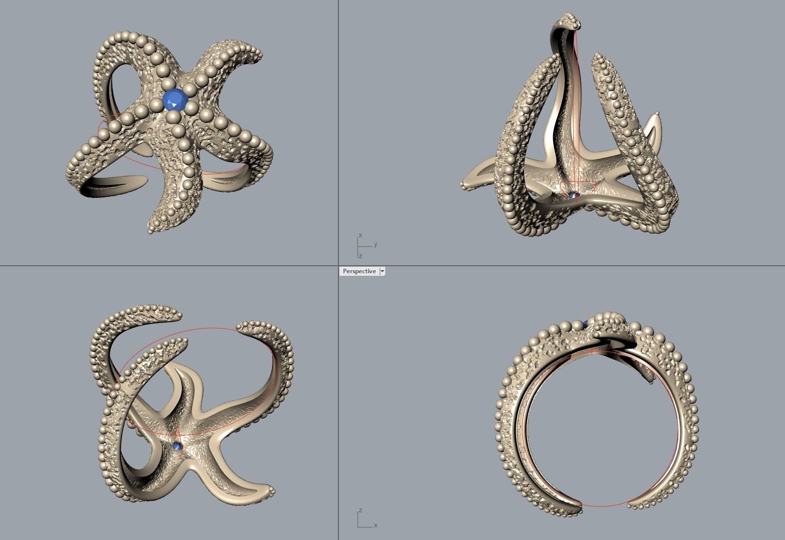 Starfish Ring 3D print model_6