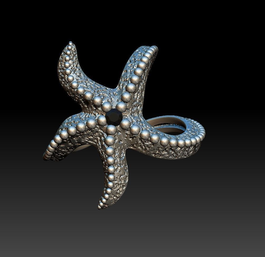 Starfish Ring 3D print model_12