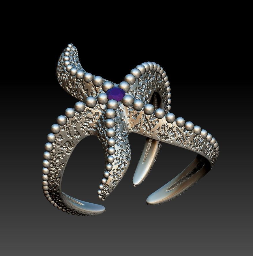 Starfish Ring 3D print model_3