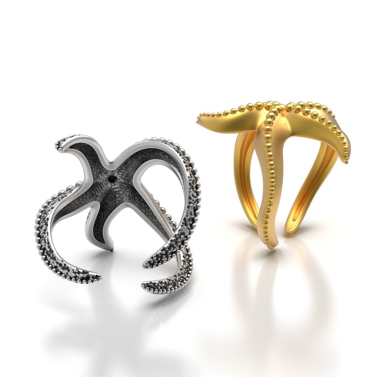 Starfish Ring 3D print model_2