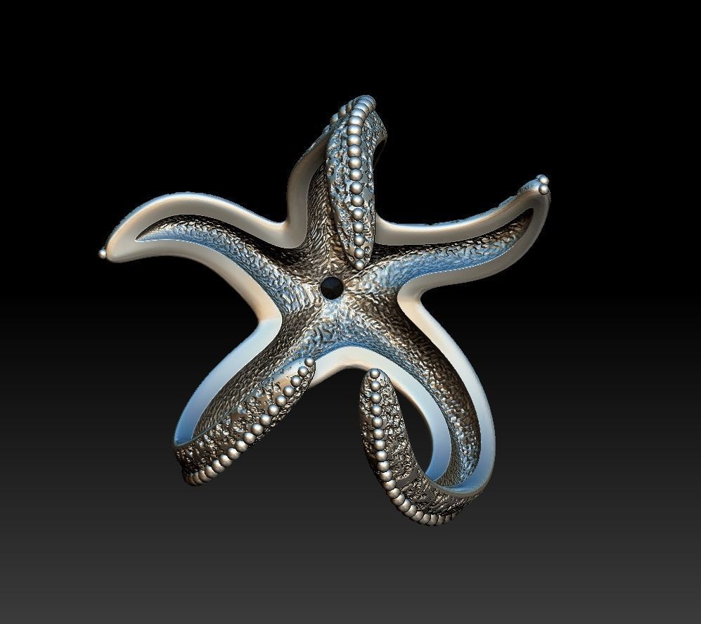Starfish Ring 3D print model_13