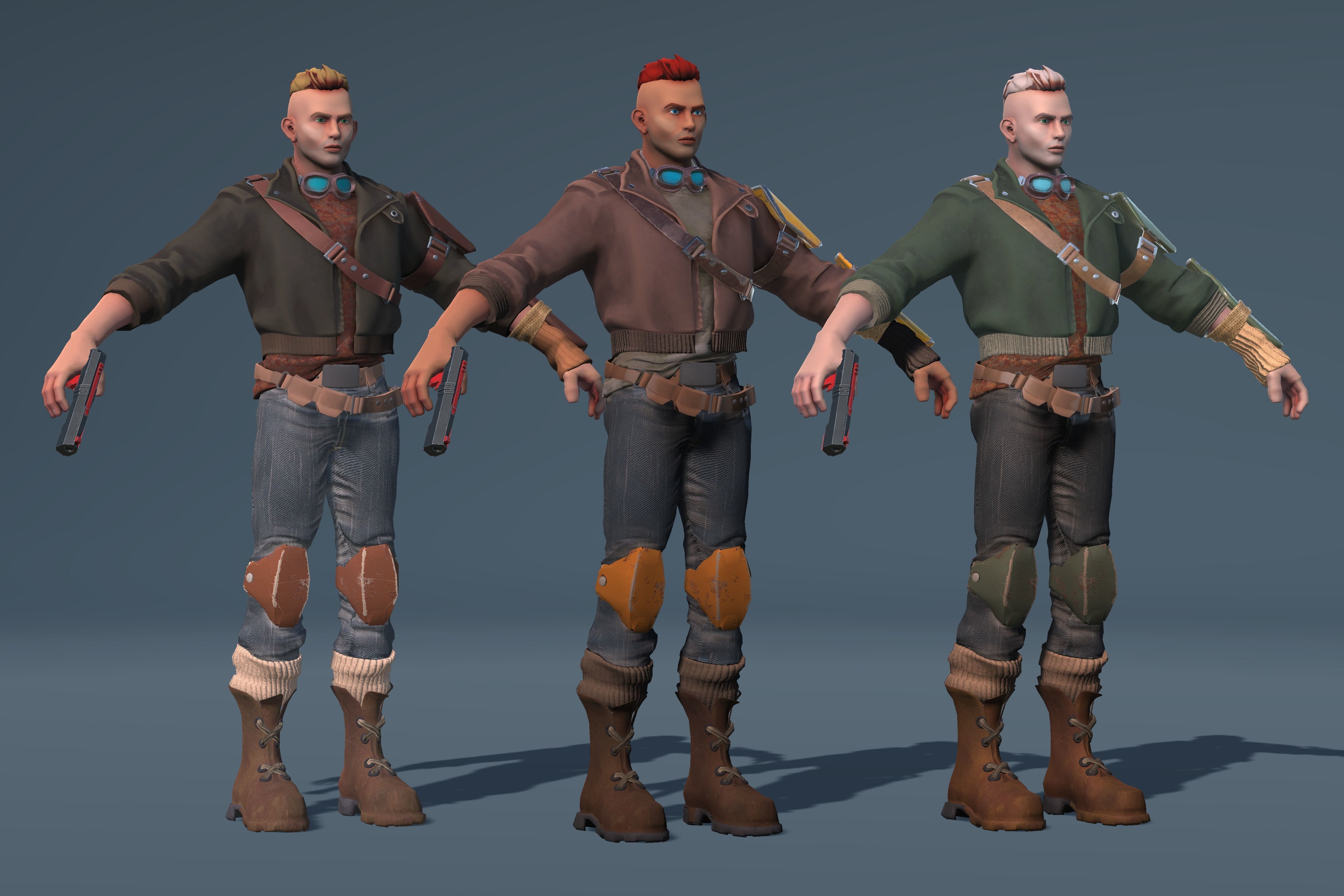 Low-poly  game-ready animated Male character Low-poly 3D model_4