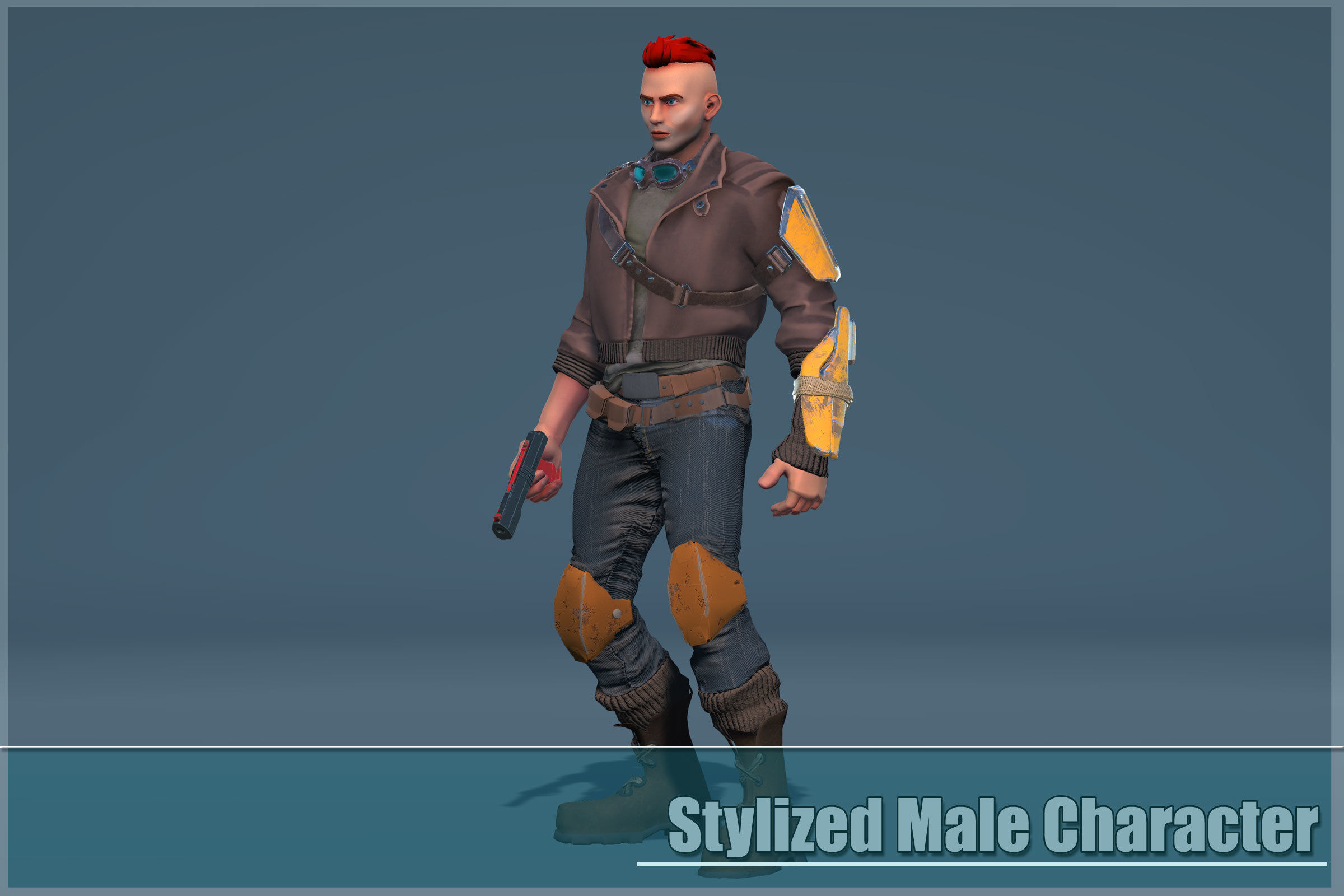 Low-poly  game-ready animated Male character Low-poly 3D model_7