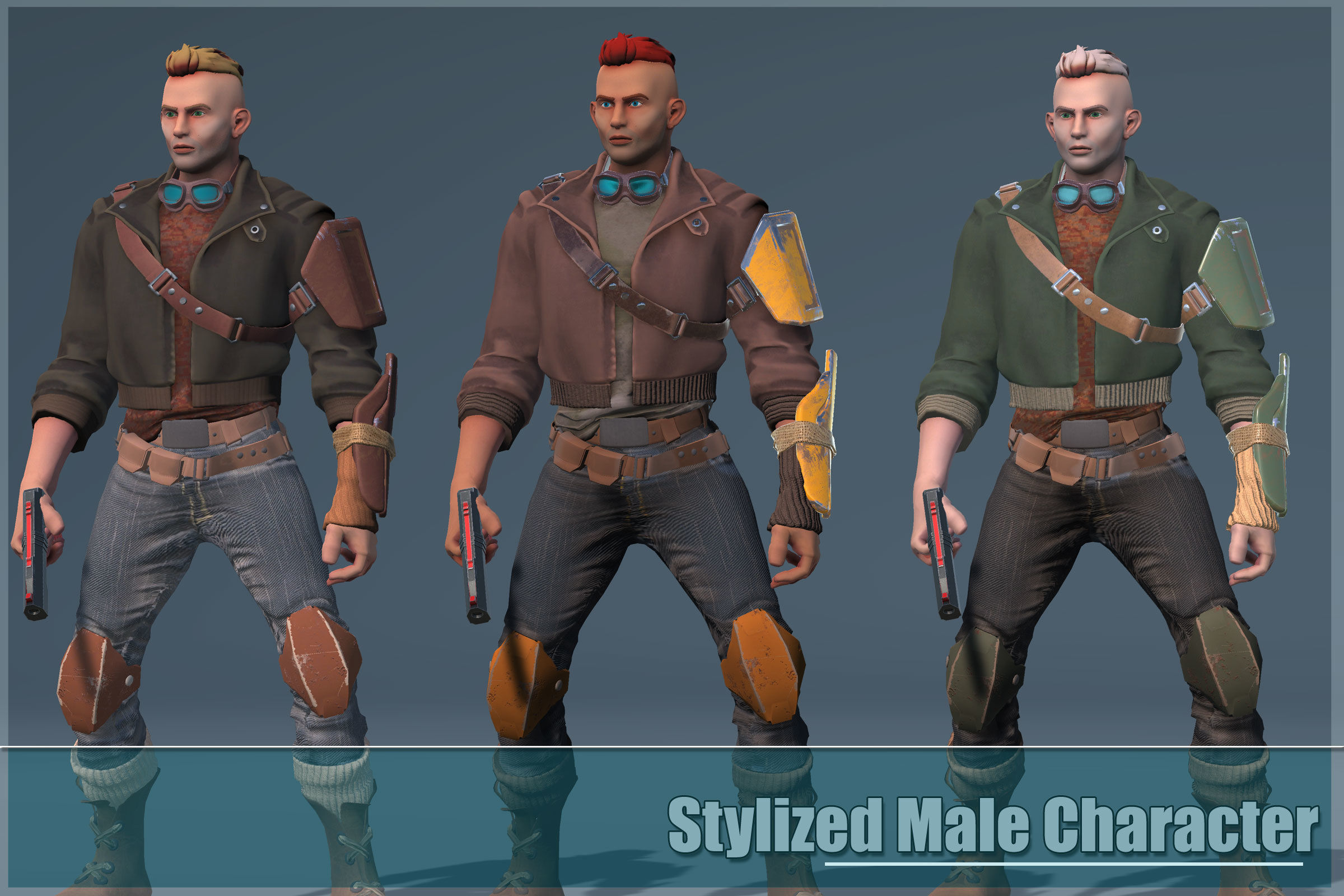 Low-poly  game-ready animated Male character Low-poly 3D model_8