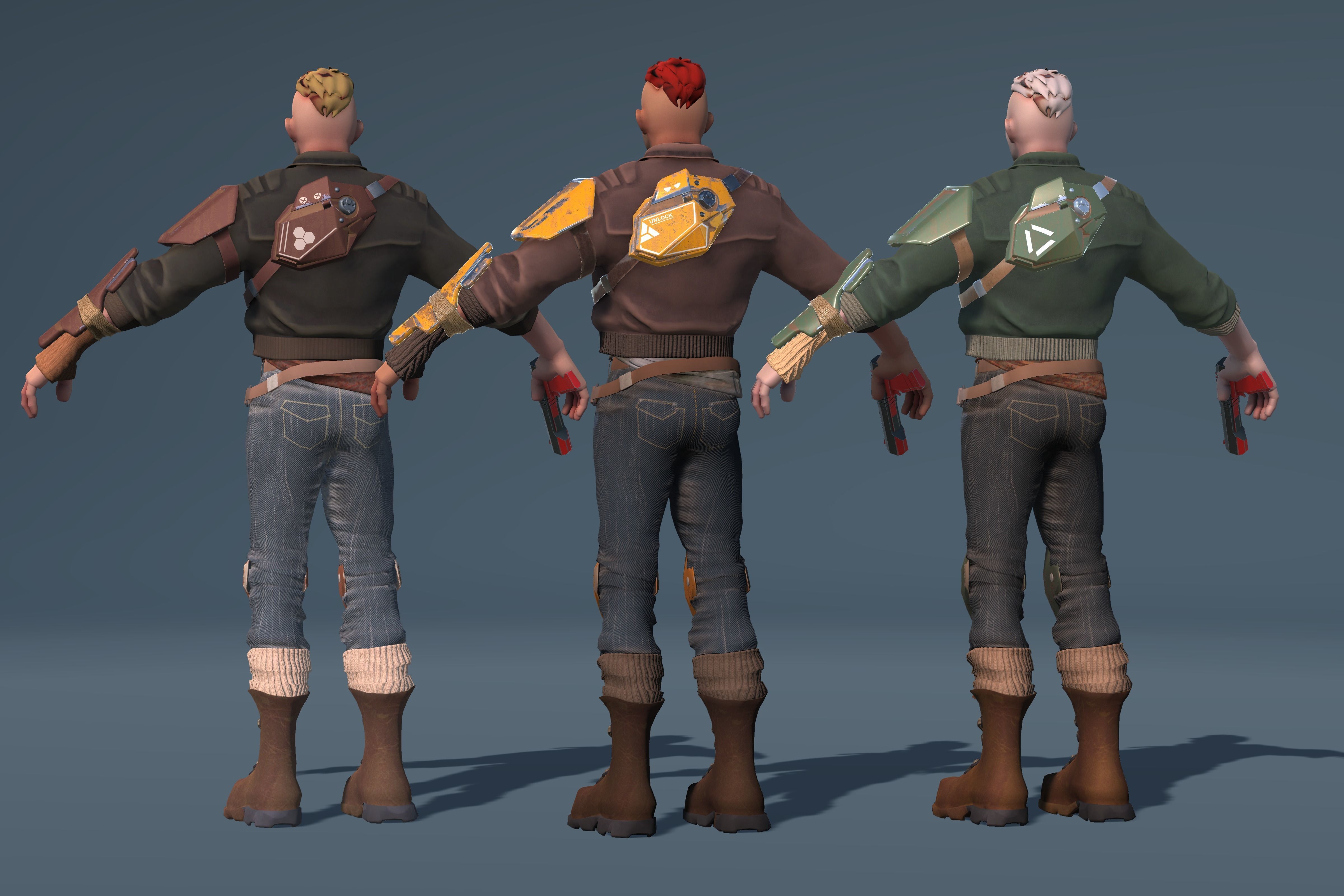 Low-poly  game-ready animated Male character Low-poly 3D model_5