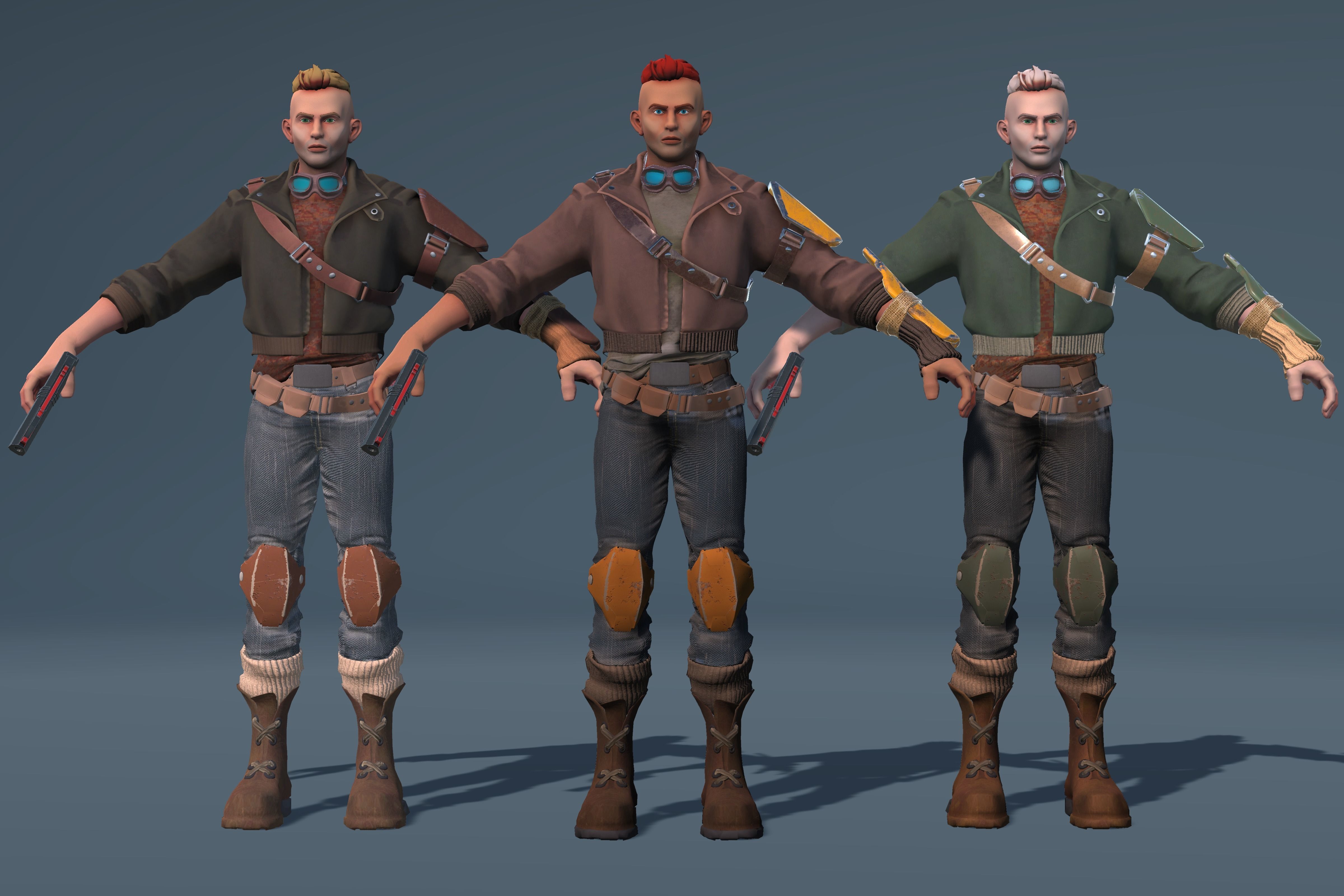 Low-poly  game-ready animated Male character Low-poly 3D model_3