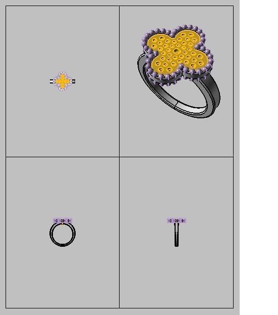 YD320 gold flower ring 3D print model_6