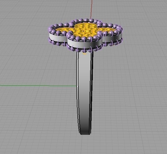 YD320 gold flower ring 3D print model_4