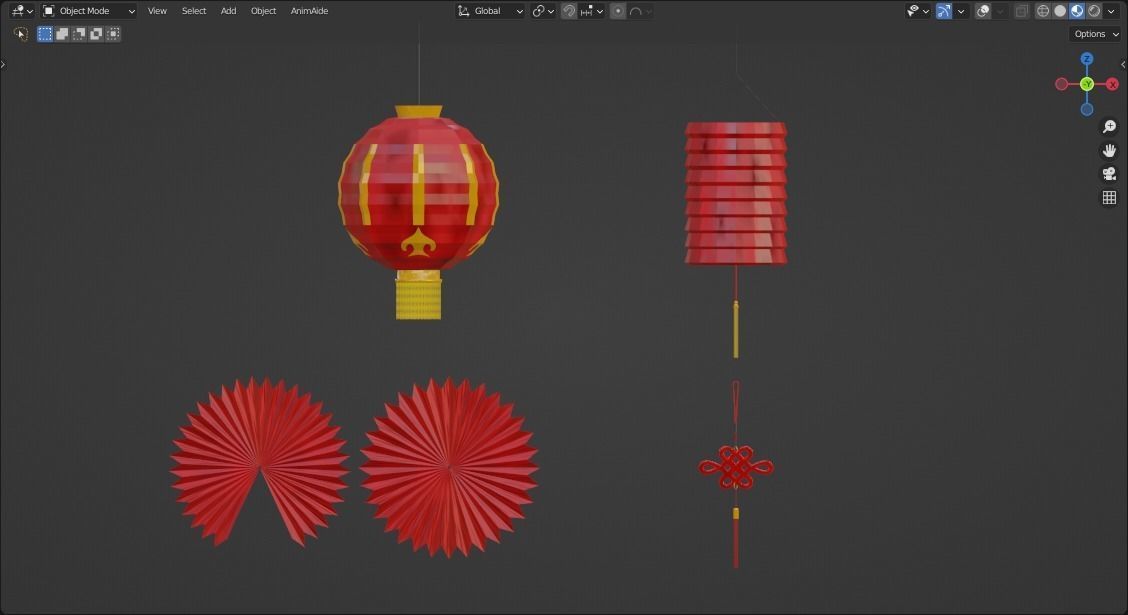 Chinese New Year Decorations 01 Low-poly 3D model_2