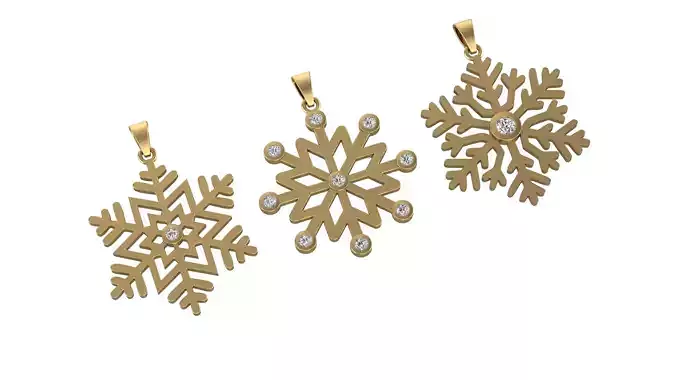 Snowflake Pendant 3 Pieces 3D print model