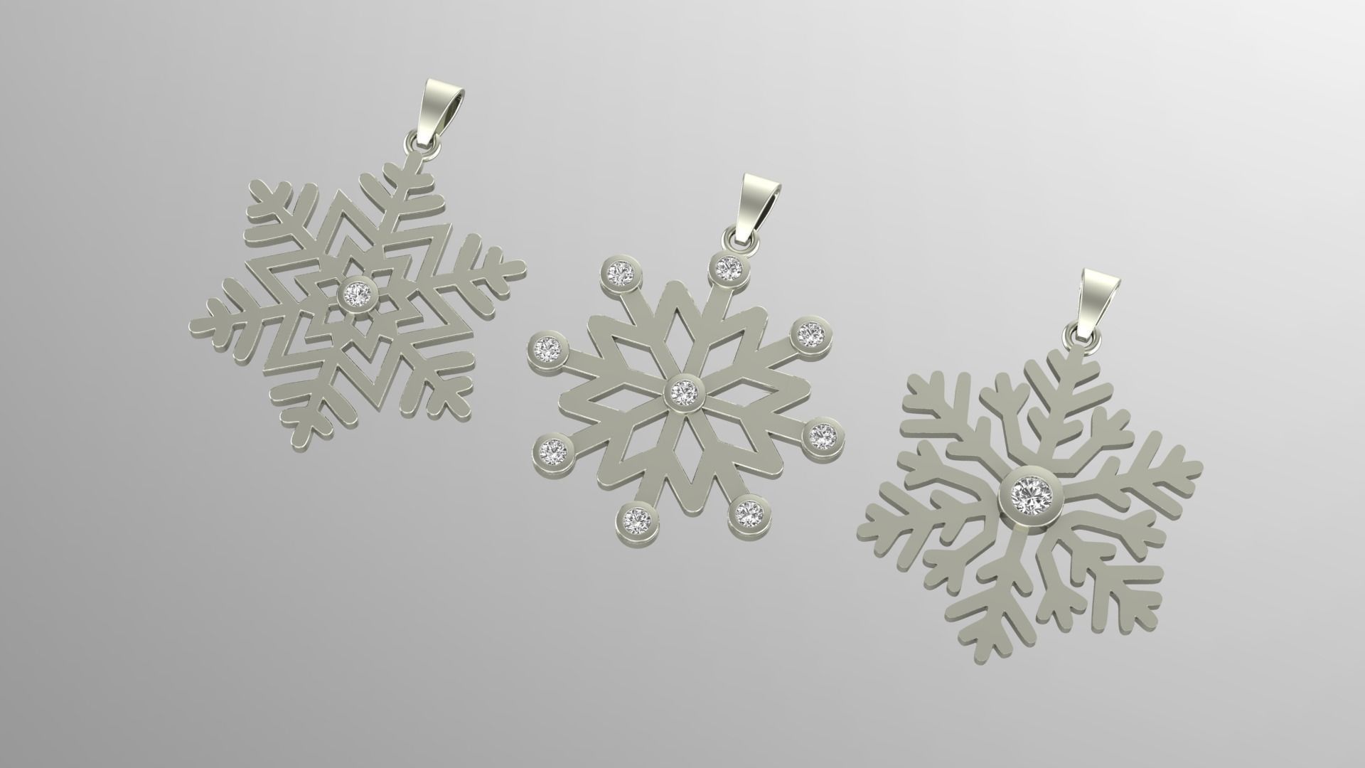 Snowflake Pendant 3 Pieces 3D print model_2