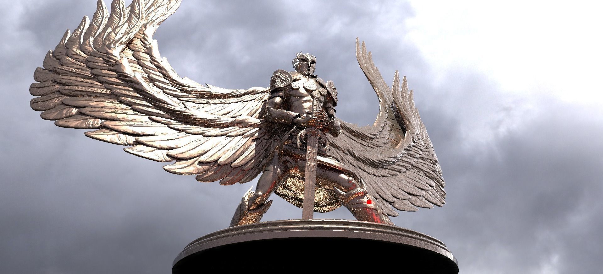 Arch Angel Warrior Sculpture 3D model_1