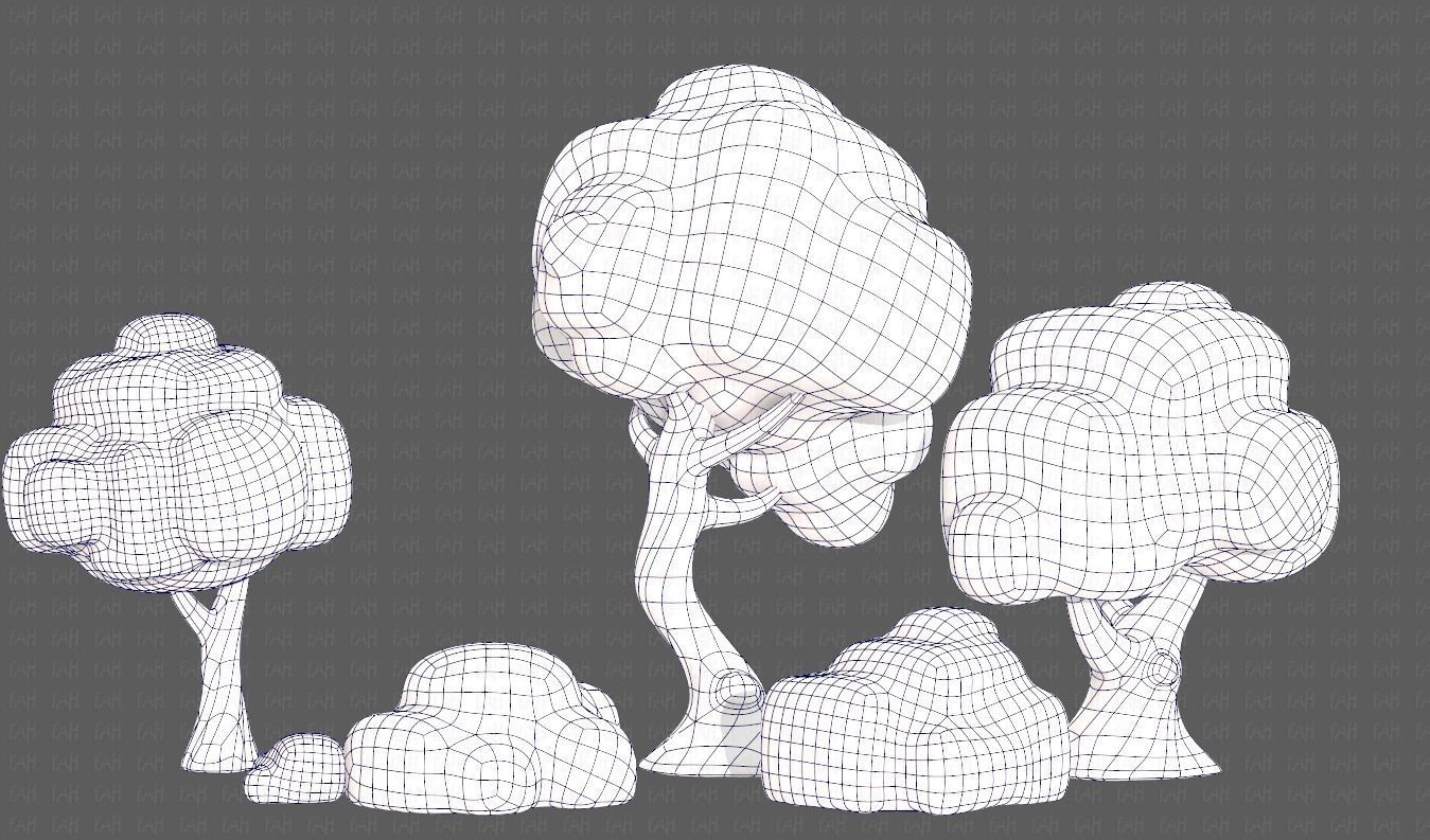 3D model Trees Cartoon V15 VR / AR / low-poly | CGTrader