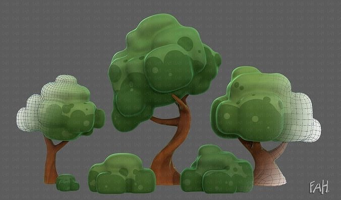 Trees Cartoon V15 Low-poly 3D model