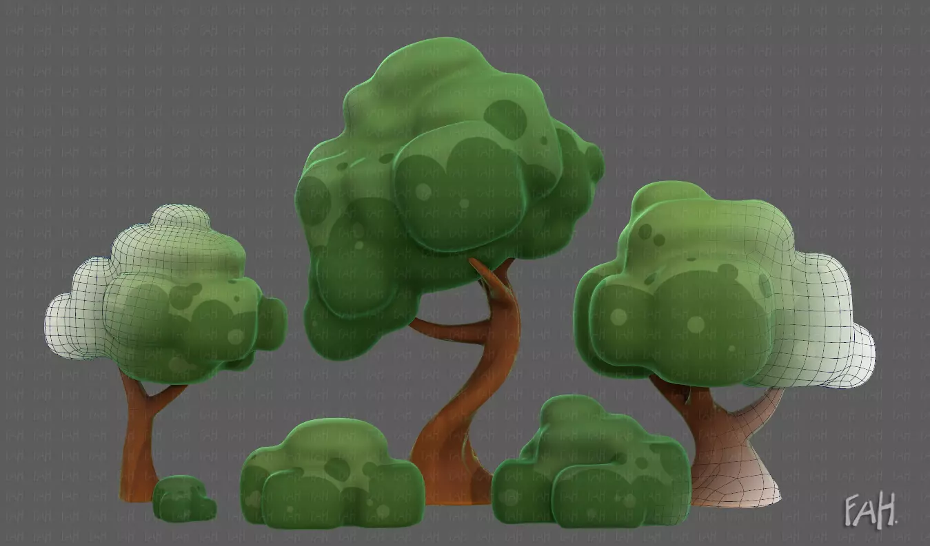 Trees Cartoon V15 Low-poly 3D model