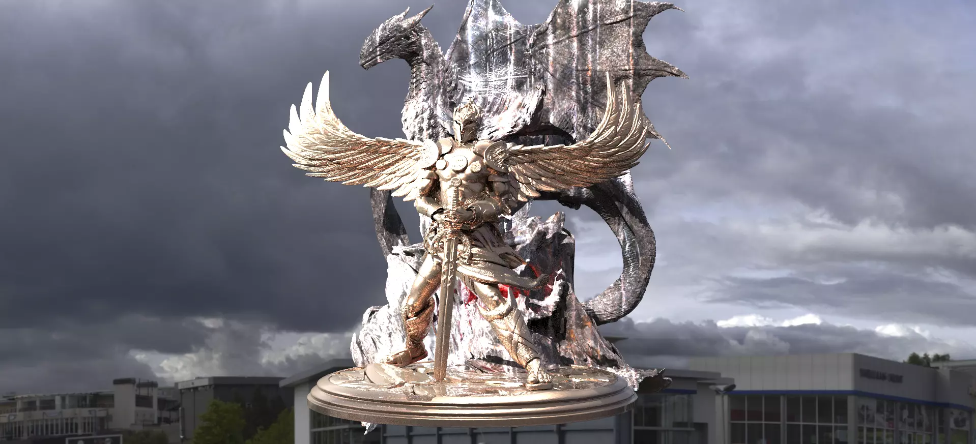 Serafim Warrior Sculpture Dragon  3D model_0