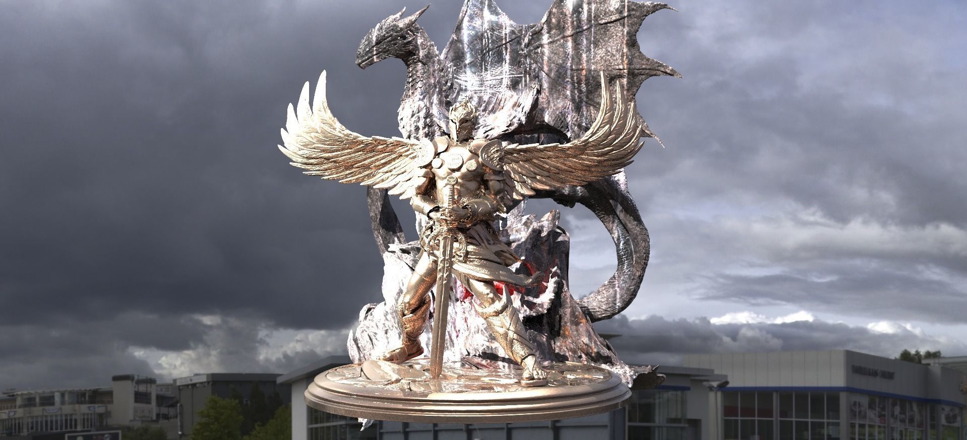Serafim Warrior Sculpture Dragon  3D model_1