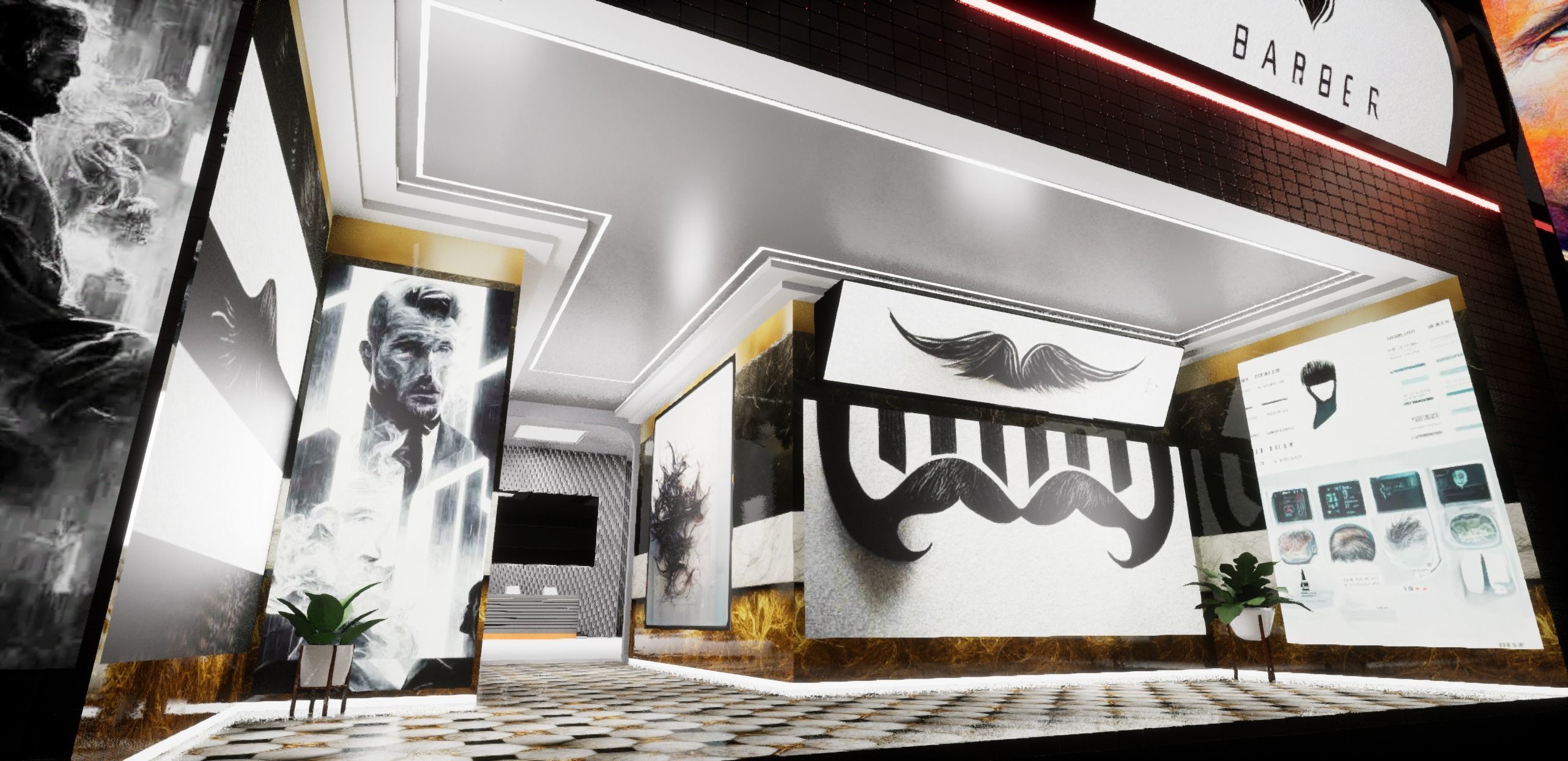 Cyberpunk Barber Shop Low-poly 3D model_4