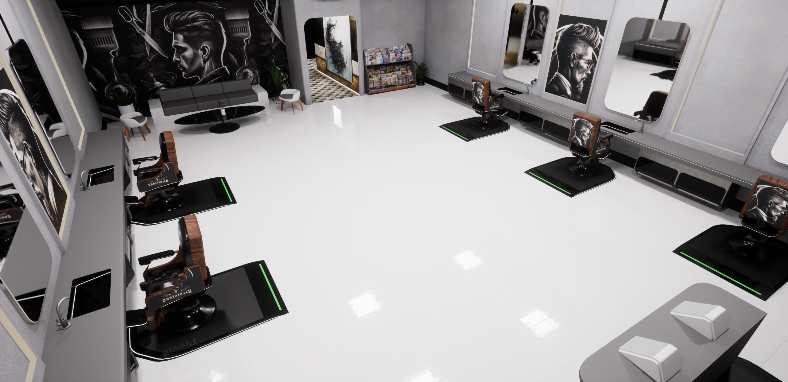 Cyberpunk Barber Shop Low-poly 3D model_9