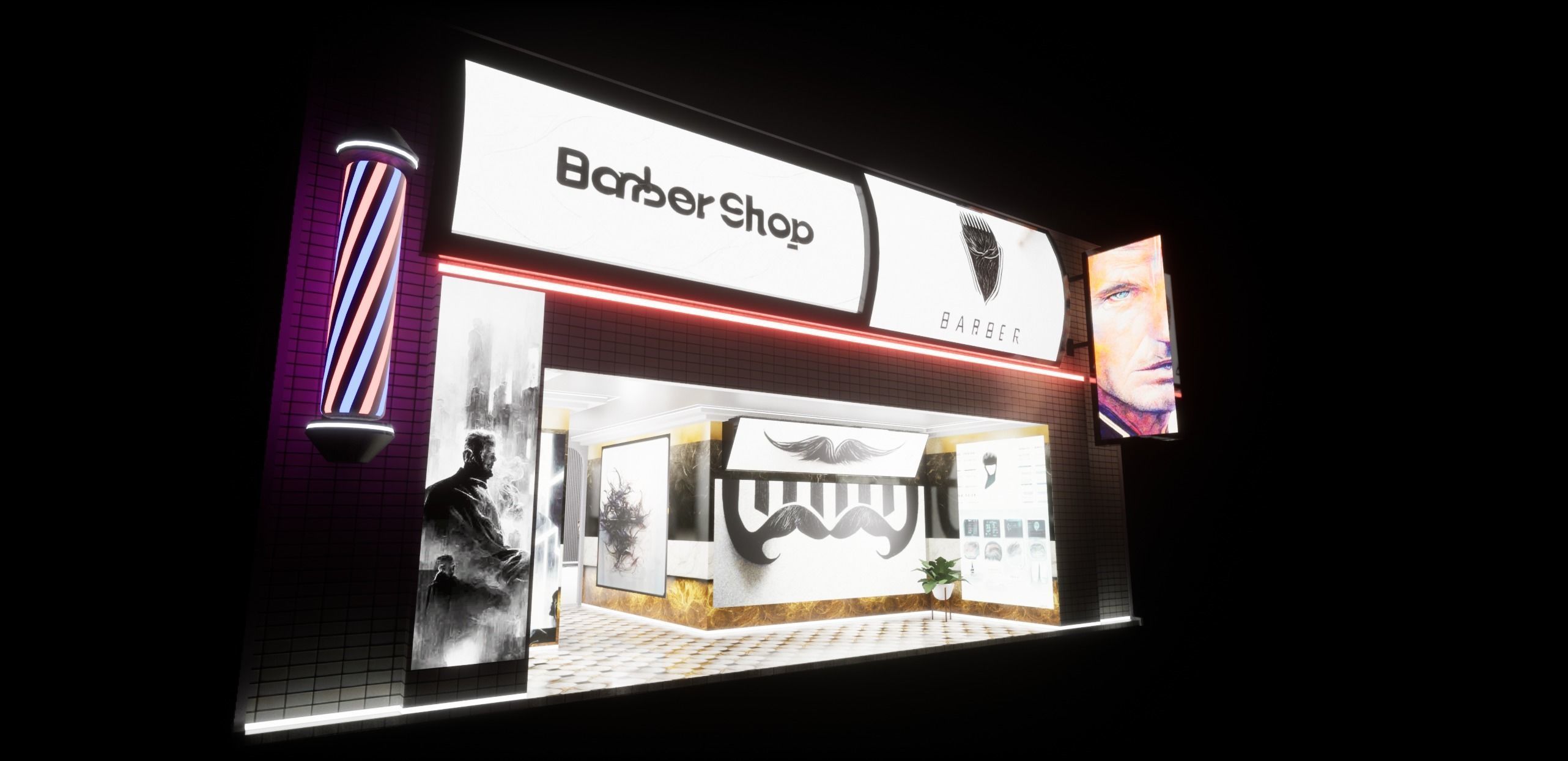 Cyberpunk Barber Shop Low-poly 3D model_24