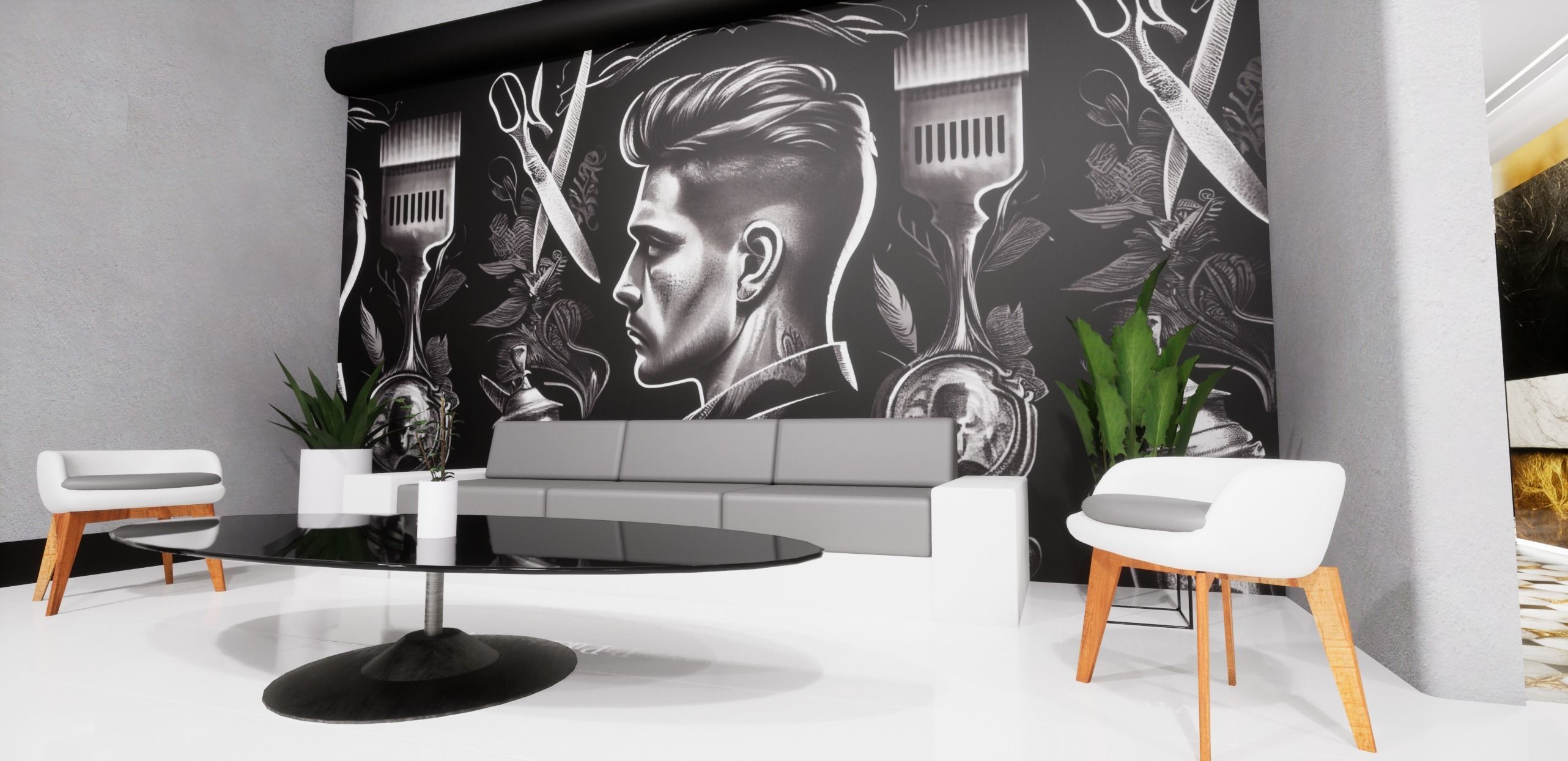 Cyberpunk Barber Shop Low-poly 3D model_6