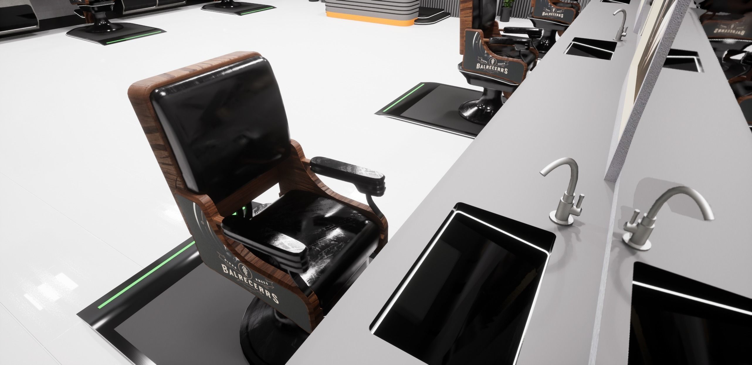 Cyberpunk Barber Shop Low-poly 3D model_7