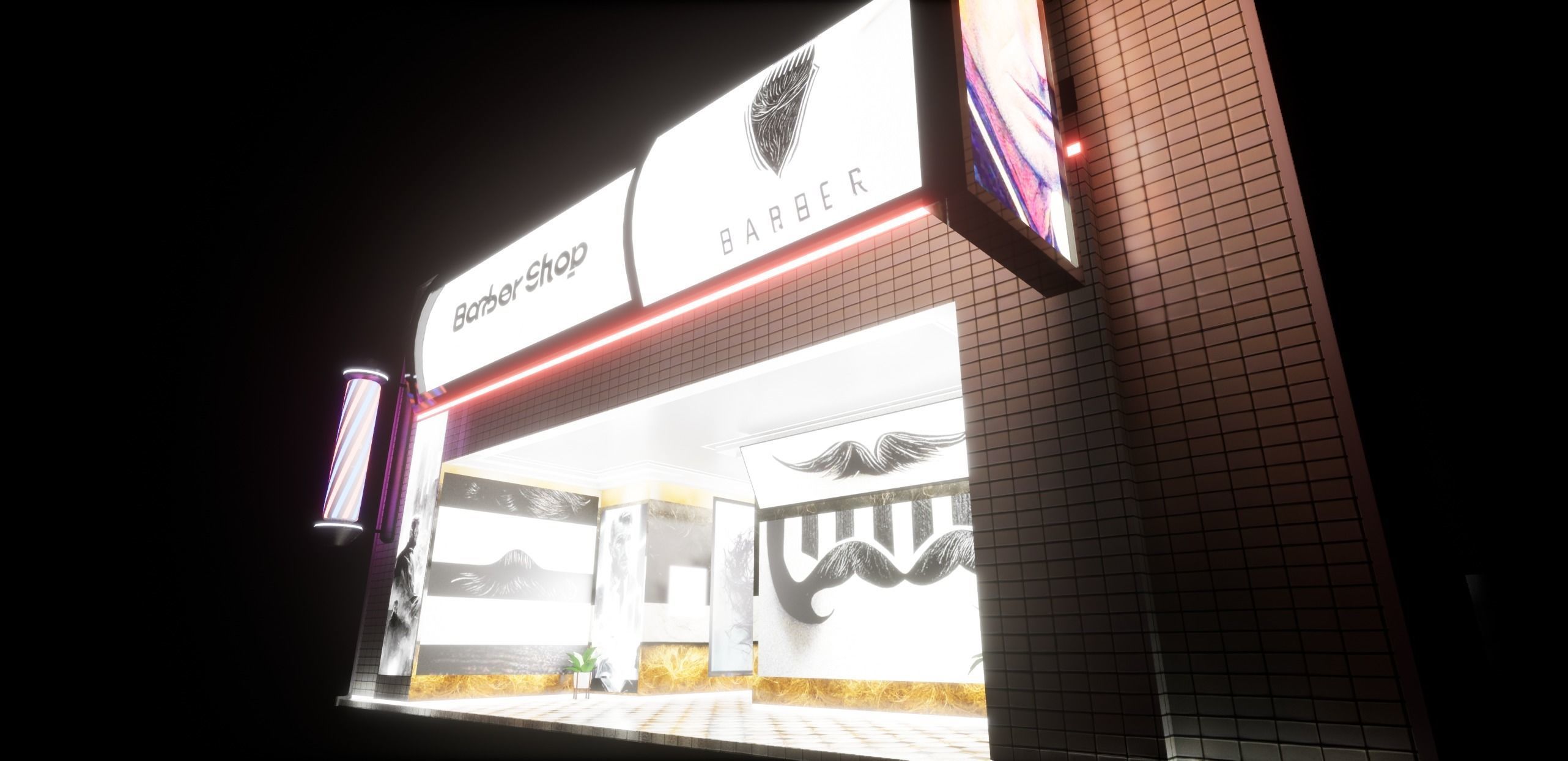 Cyberpunk Barber Shop Low-poly 3D model_3