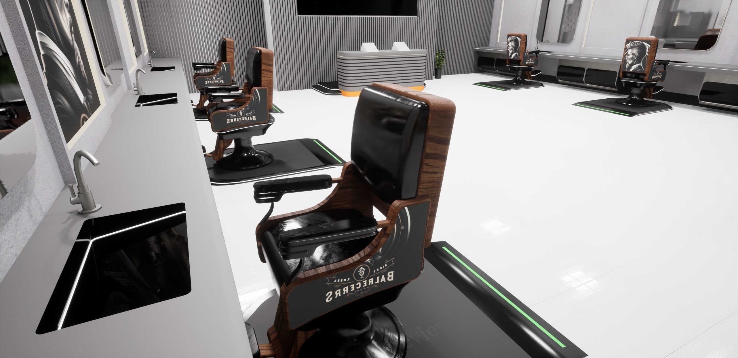 Cyberpunk Barber Shop Low-poly 3D model_11