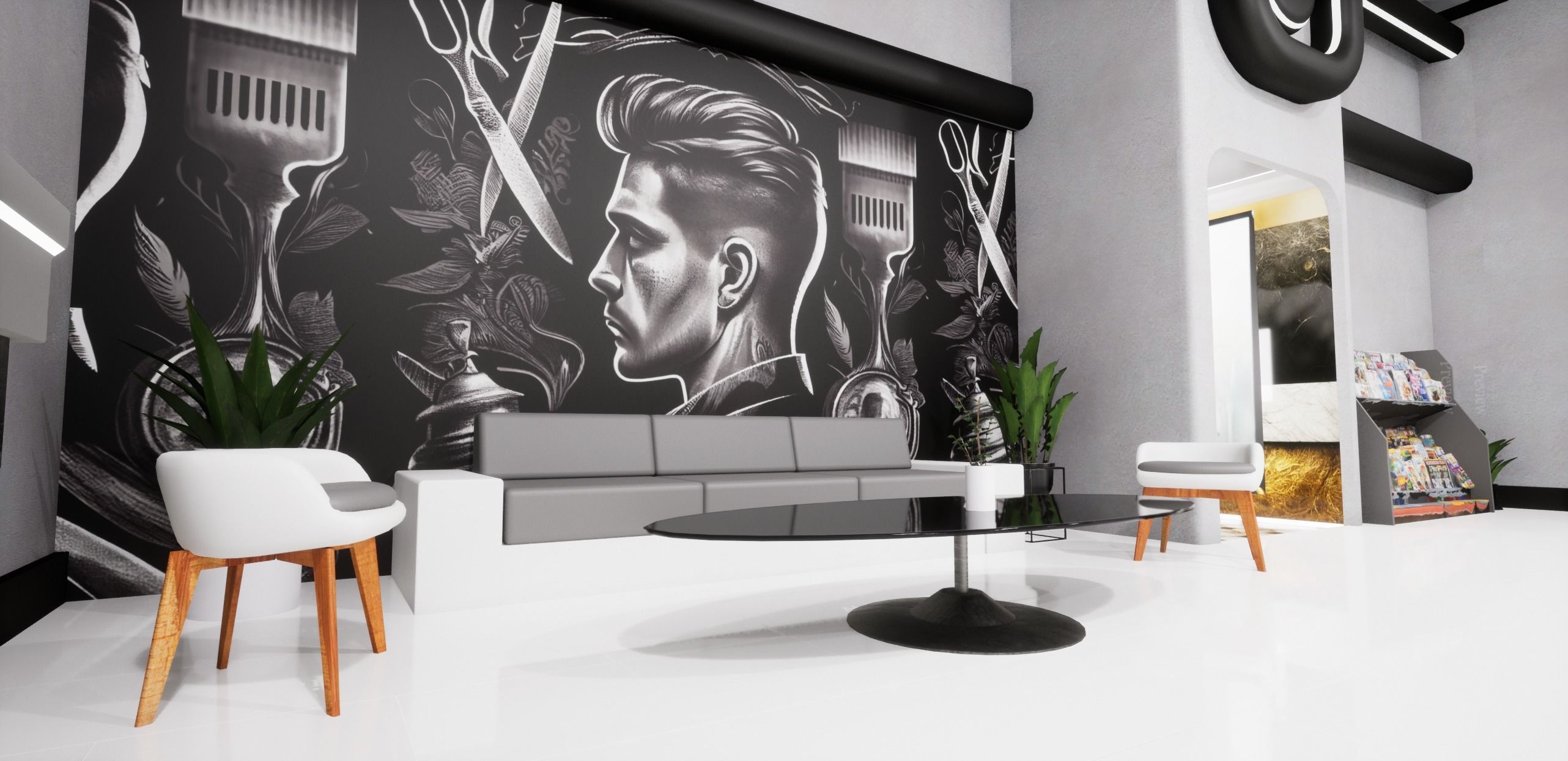 Cyberpunk Barber Shop Low-poly 3D model_22