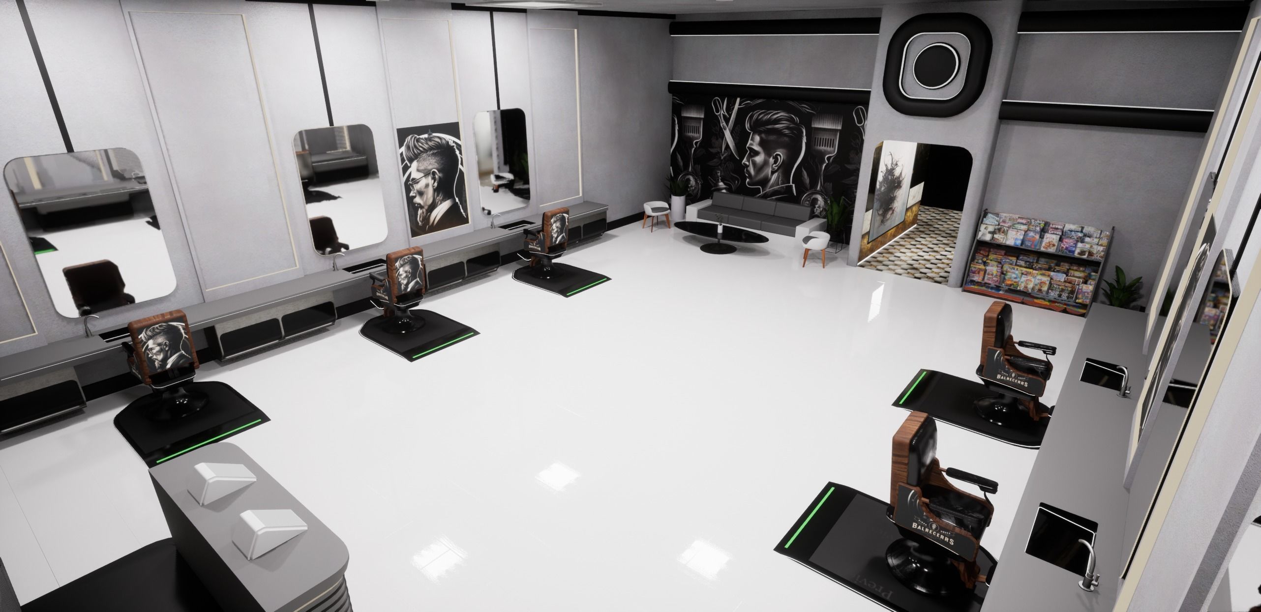 Cyberpunk Barber Shop Low-poly 3D model_13