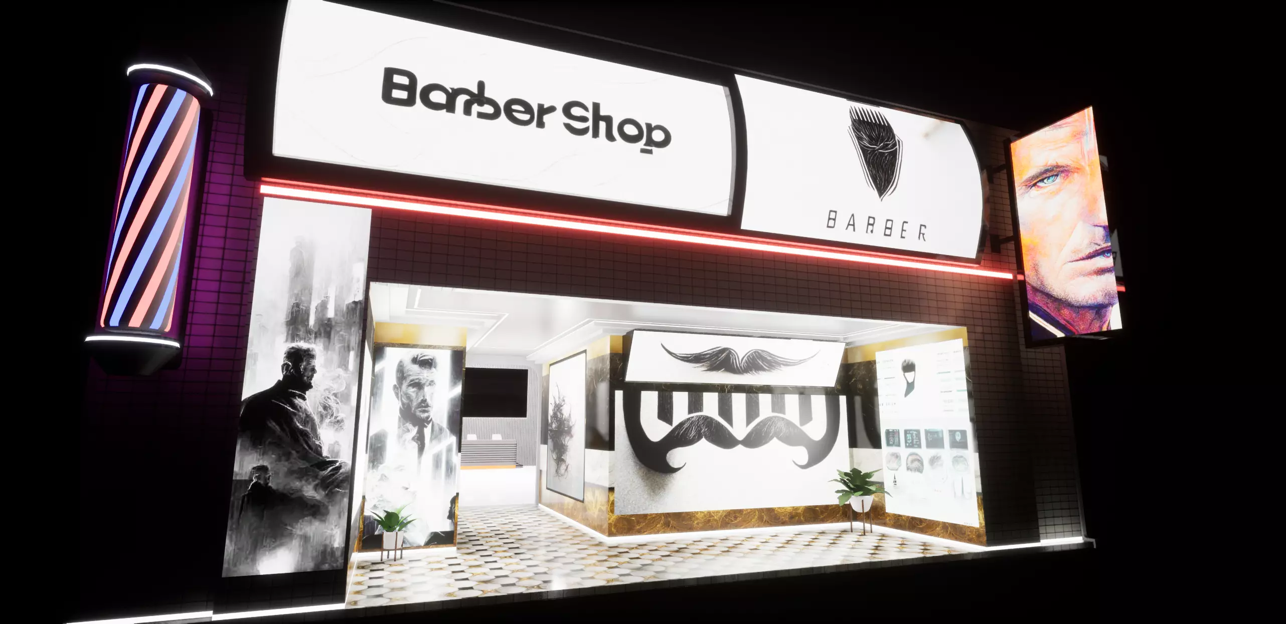 Cyberpunk Barber Shop Low-poly 3D model_0