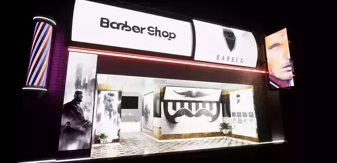 Cyberpunk Barber Shop Low-poly 3D model