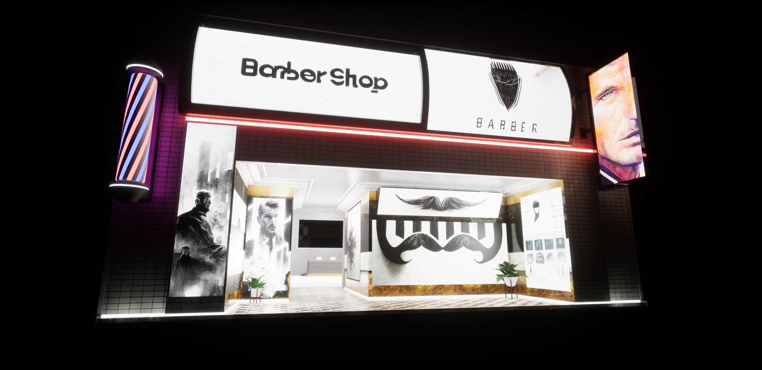 Cyberpunk Barber Shop Low-poly 3D model_25