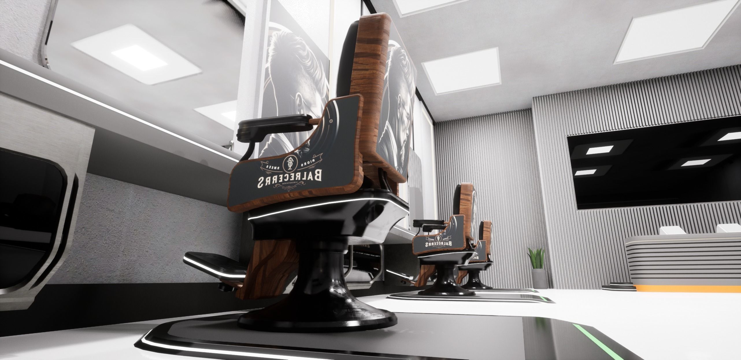 Cyberpunk Barber Shop Low-poly 3D model_2