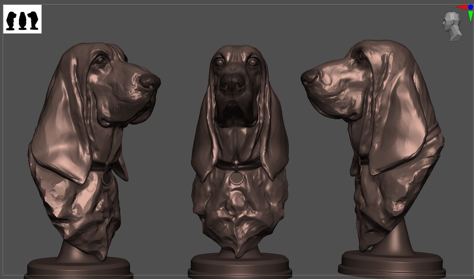 Bloodhound Bust  3D print model_2