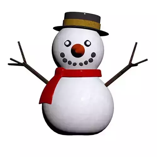 Snowman wearing hat and scarf