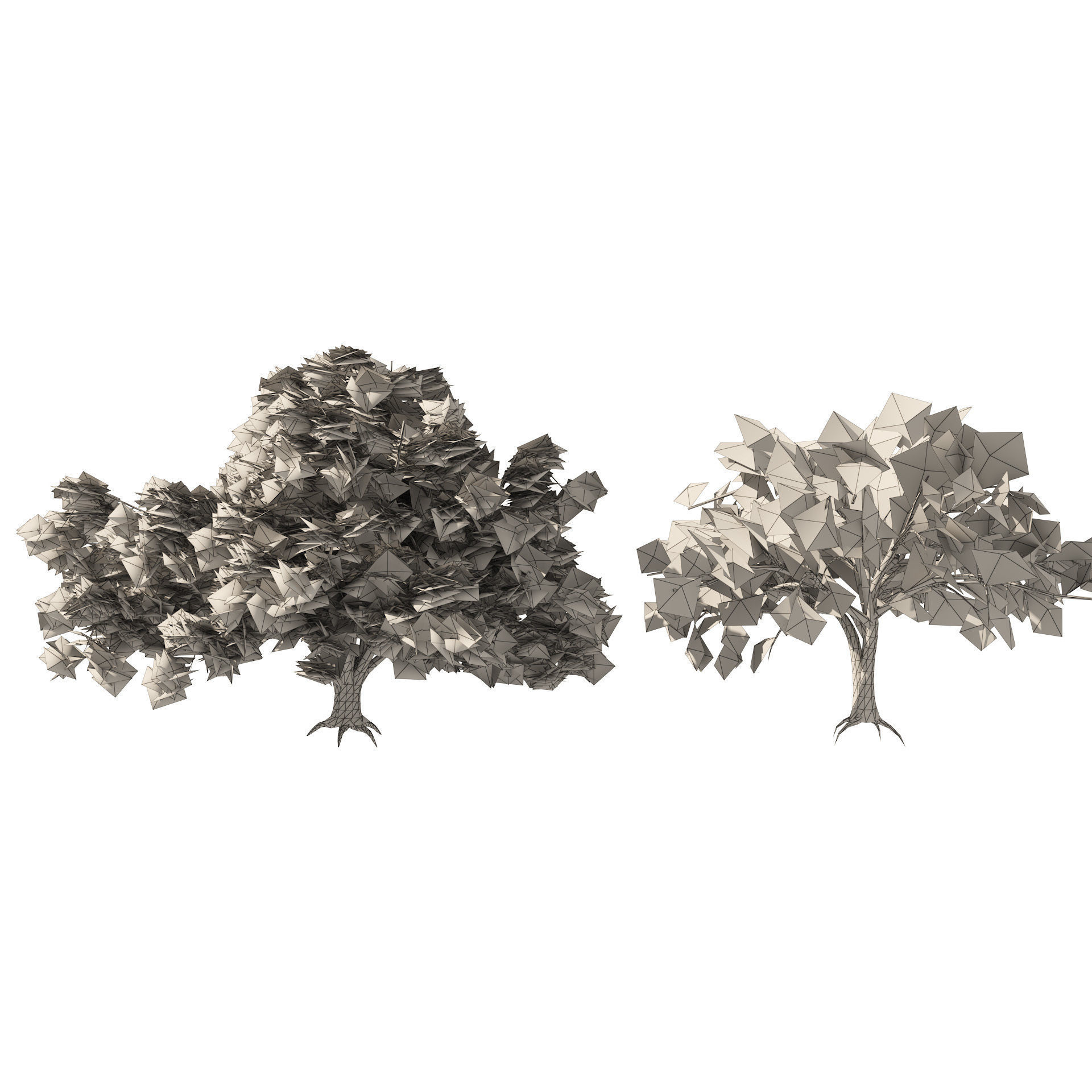 Fall and winter Water Elm Trees Low-poly 3D model_6