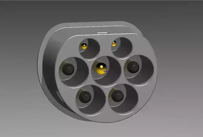 Type 2 Mennekes plug up to 480V 3 phase 63A or 1 phase 70A  3D print model