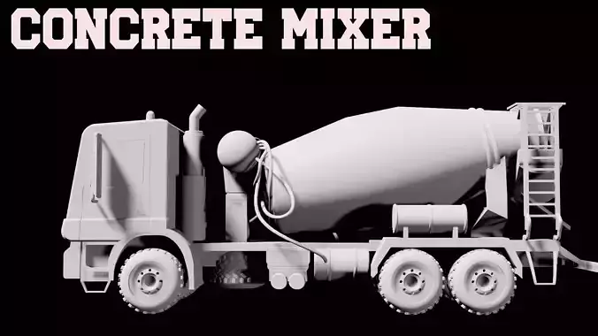 Concrete mixing truck Low-poly 3D model