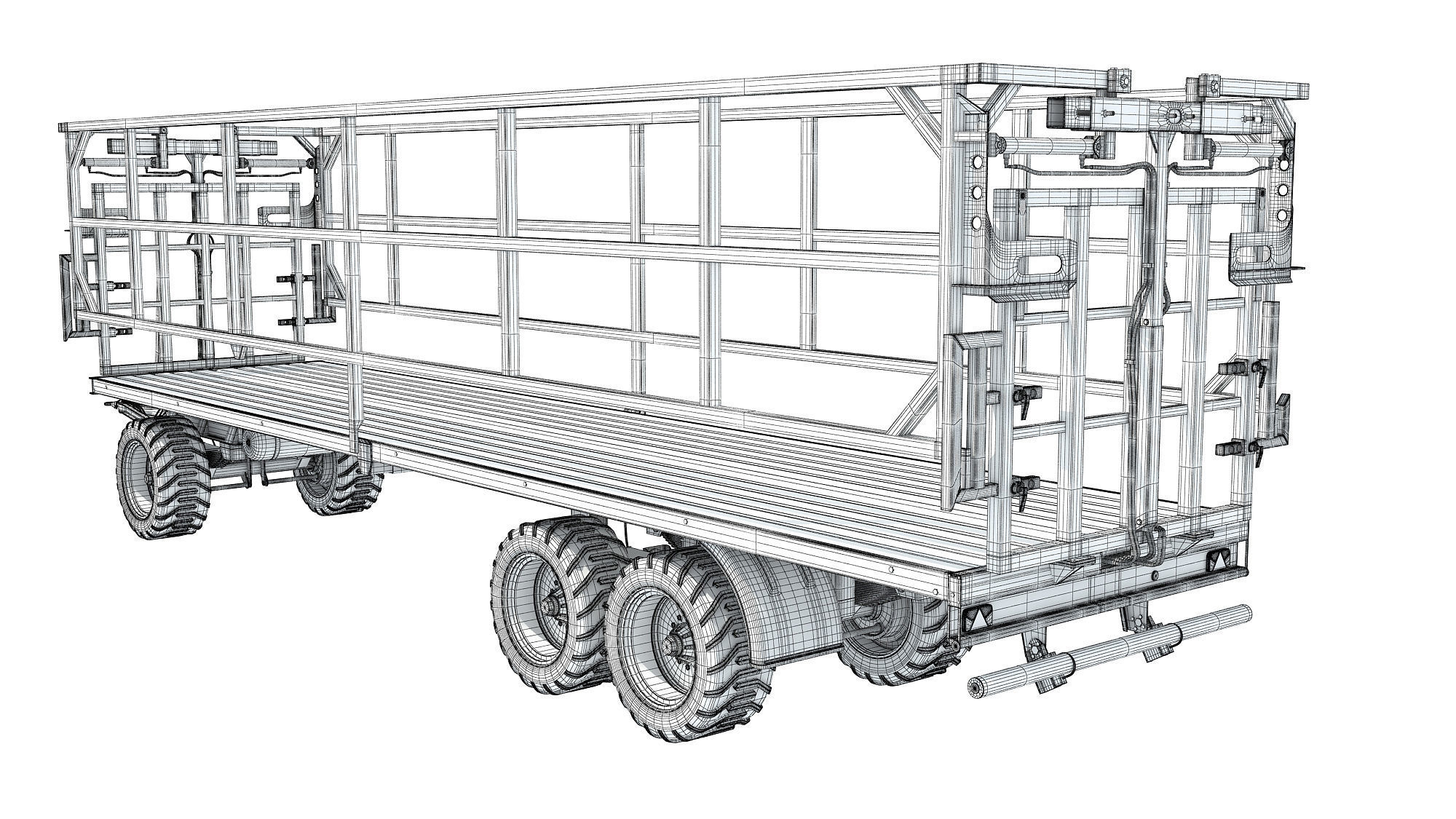 Farm Tractor Trailer 3D model_14