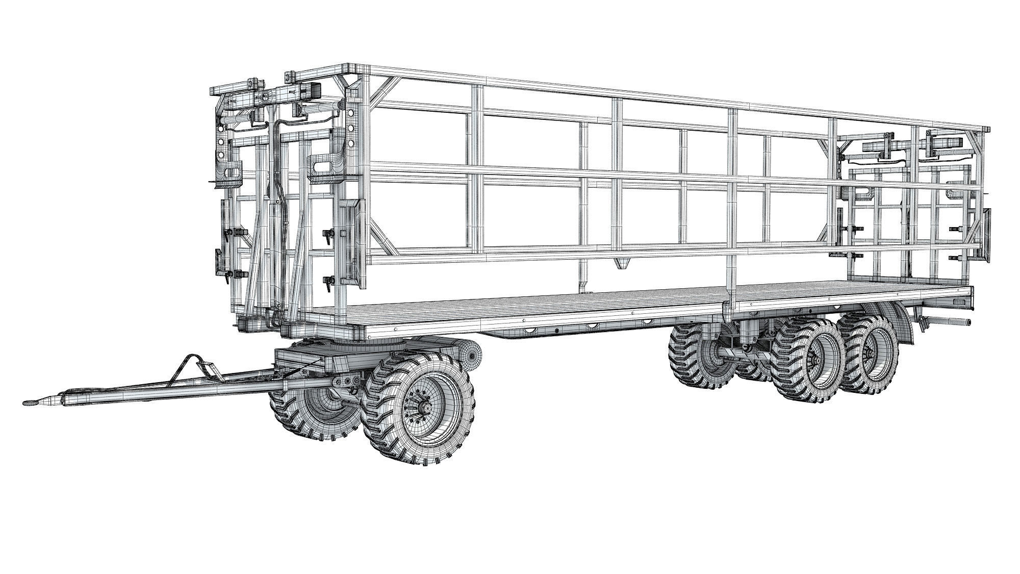 Farm Tractor Trailer 3D model_13