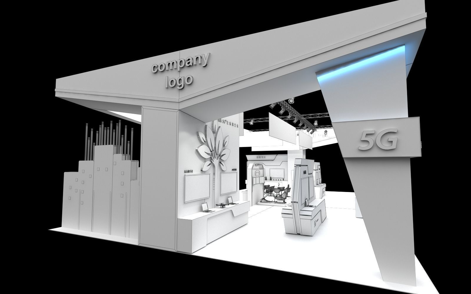 exhibition stand 20x12 model 3D model_9