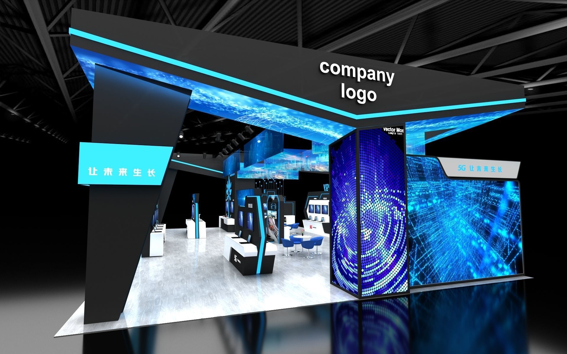 exhibition stand 20x12 model 3D model_4