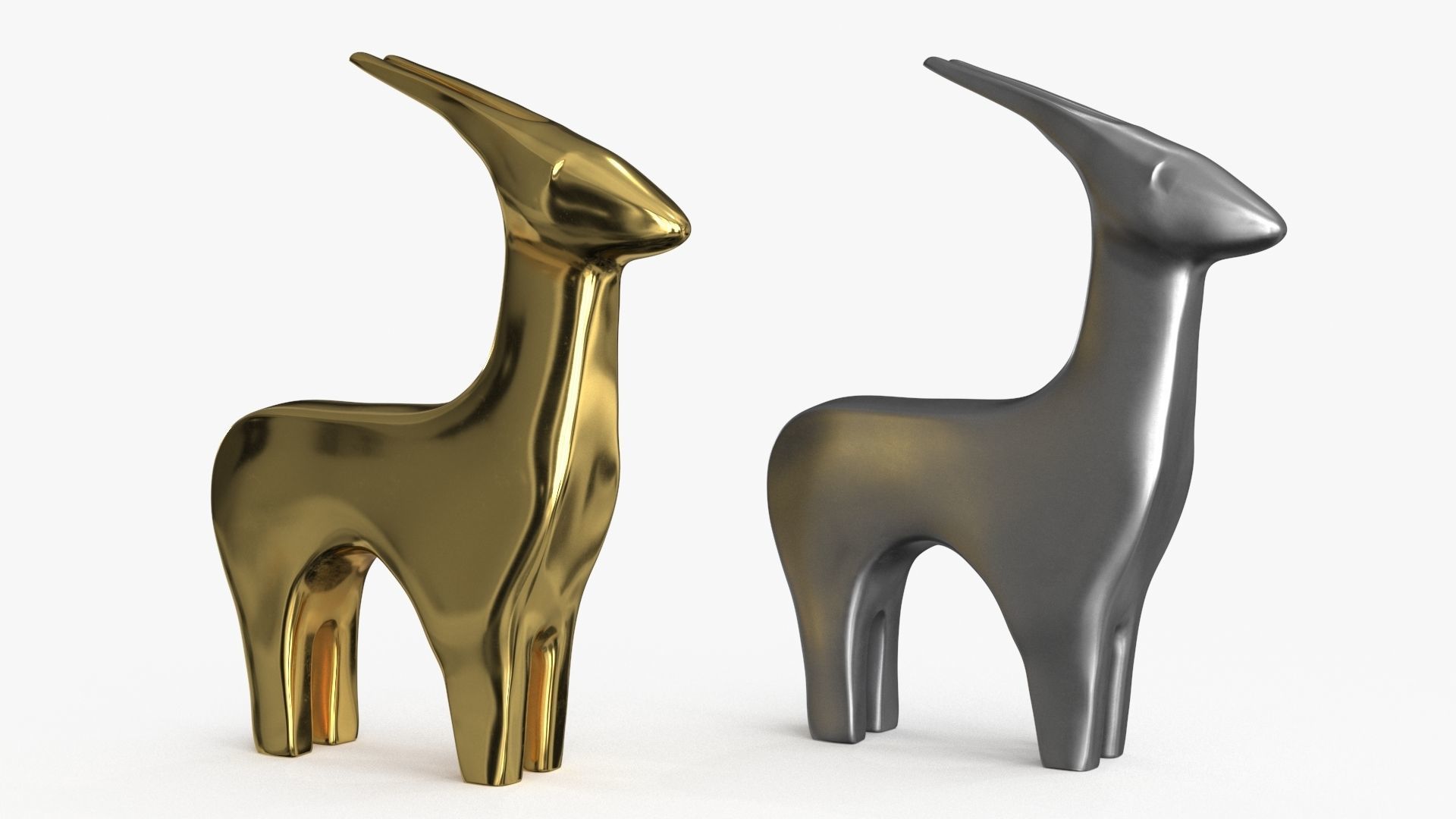 Antelope Figurines Statuette Low-poly 3D model_8